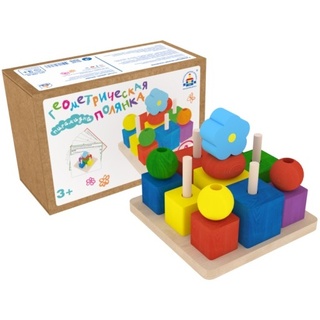 Пирамидка деревянная "Геометрическая полянка"