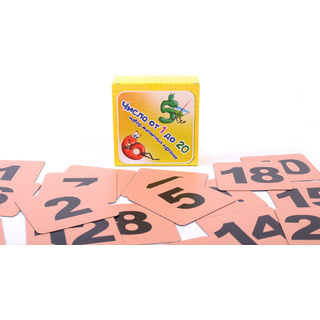 Набор магнитных карточек "Числа от 1 до 20" (фон оранжевый)